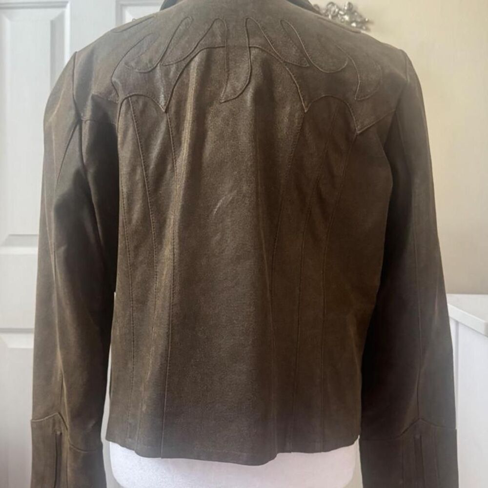 🔥 VINTAGE A.M.I. BROWN LEATHER WESTERN FLAME JACKET 🔥